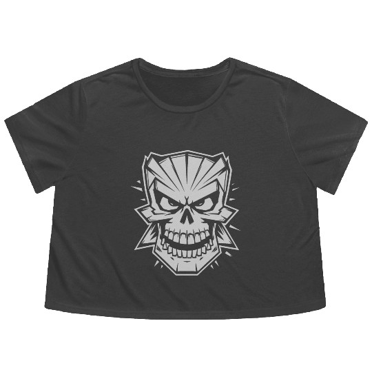 Skull cartoon style Flowy Cropped Tees