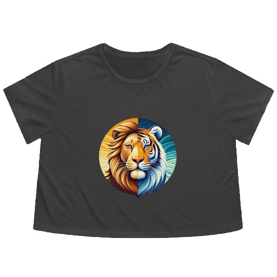 Lion Tiger Flowy Cropped Tees