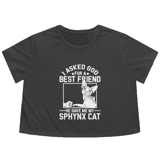 Best Friend Funny Sphynx Cat Mom Flowy Cropped Tees
