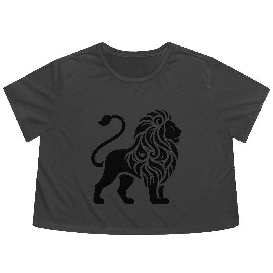 Elegant Tattoo Lion With A Mighty Mane Flowy Cropped Tees