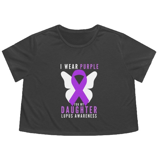 I wear purple for my daughter lupus awareness Flowy Cropped Tees