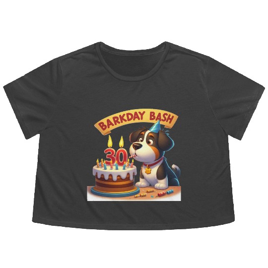 30th Birthday Bark Bash Flowy Cropped Tees