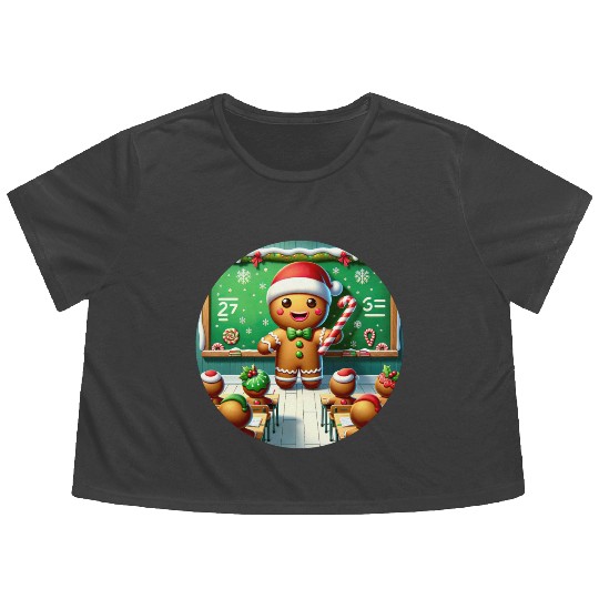 Gingerbread Teach's Yuletide Class Flowy Cropped Tees