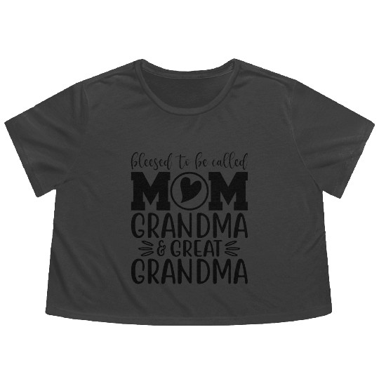 Blessed To Be Called Mom Grandma Flowy Cropped Tees