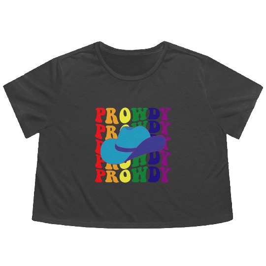 Prowdy Gay Lesbian Howdy Cowboy LGBTQ Pride Groovy Flowy Cropped Tees