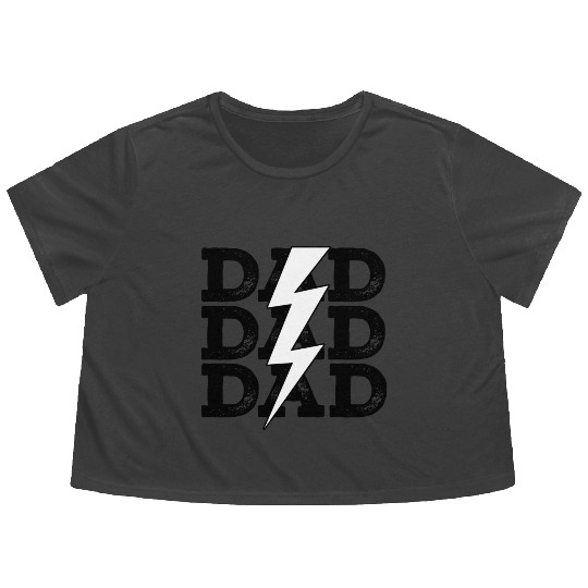 Baseball Dad Distressed Retro Lightning Bolt Flowy Cropped Tees