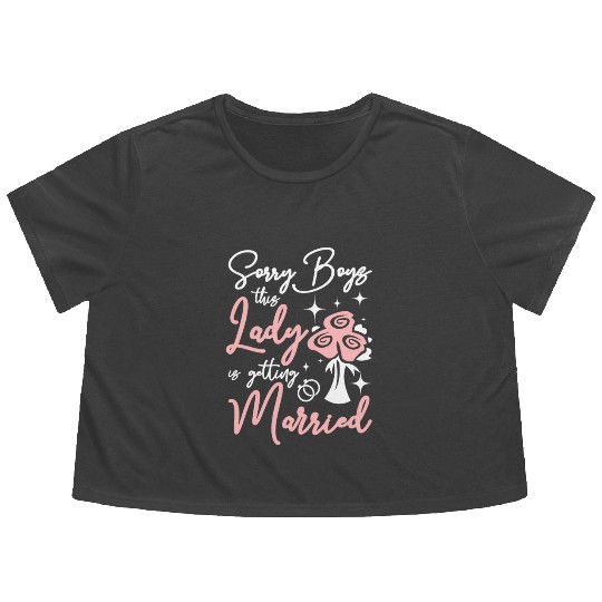 Team Bride This lady Is Getting Married Flowy Cropped Tees