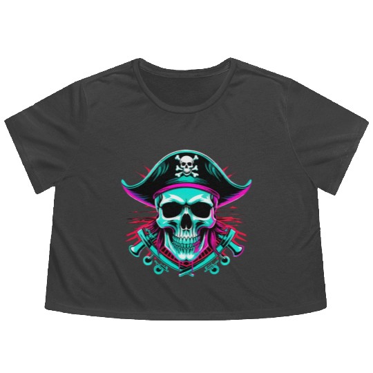 skull pirates Flowy Cropped Tees