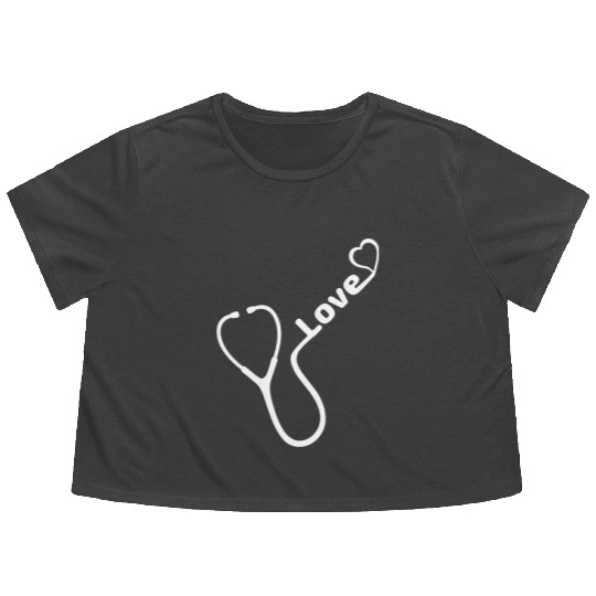 Stethoscope Love Medical Affection Flowy Cropped Tees