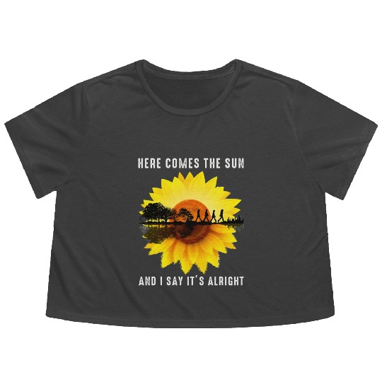 Here Comes The Sun And I Say It s Alright Guitar Flowy Cropped Tees