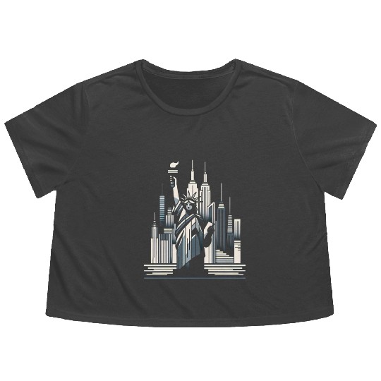 Statue of Liberty Embrace Flowy Cropped Tees
