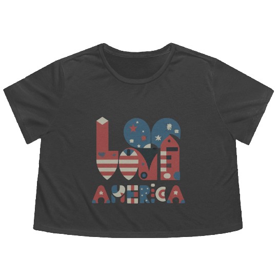 I Love America Flowy Cropped Tees