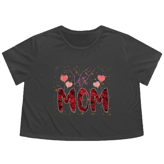 Floral Embrace for Mom Flowy Cropped Tees