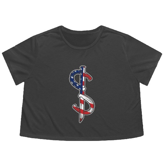Horseshoe Pitching USA FLag Flowy Cropped Tees