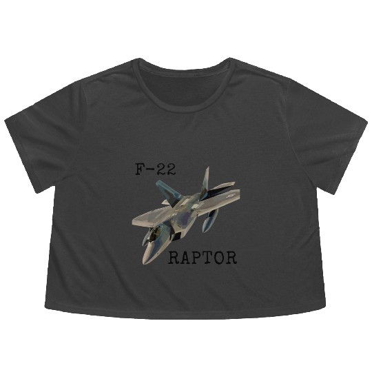 Air Force F-22 Raptor Fighter Jet Military Pilot Flowy Cropped Tees