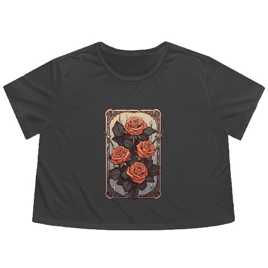 Rose Tarot Card Reader Astrology Occult Flowy Cropped Tees
