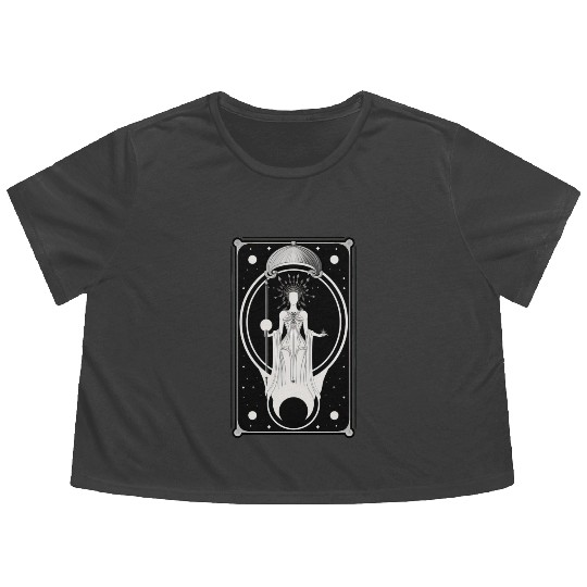 Crescent Moon Tarot Card Astrology Occult Flowy Cropped Tees
