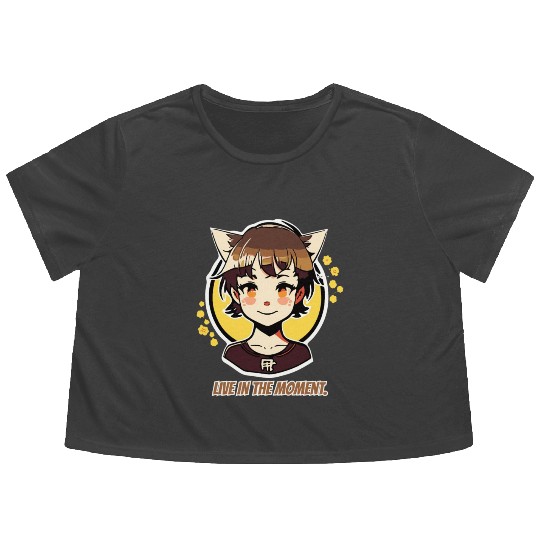 Live in the Moment: Manga Anime Girl Flowy Cropped Tees