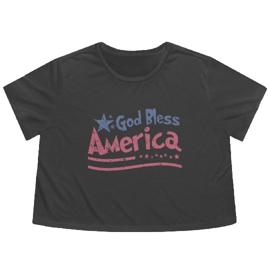 God Bless America Lovers Independence Flowy Cropped Tees