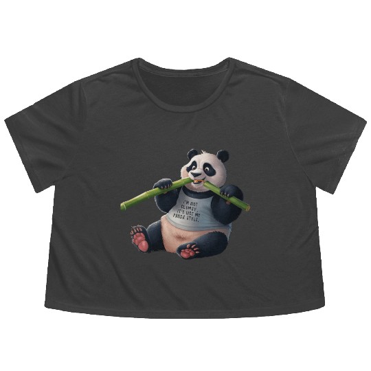 Panda Paradise: Serene Panda Enjoying a Bamboo Fea Flowy Cropped Tees