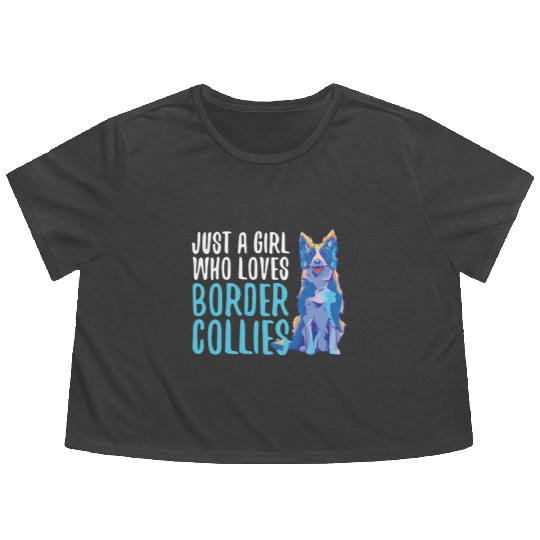 Unique Border Collie Design For Dog Enthusiasts Flowy Cropped Tees