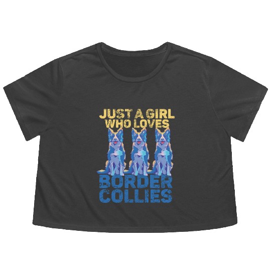 Border Collie Mom and Dad Unique Design Flowy Cropped Tees