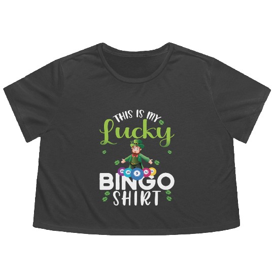 Funny Bingo Player St Patricks Day Flowy Cropped Tees