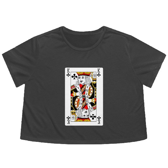 King of Clubs Playing Card Flowy Cropped Tees