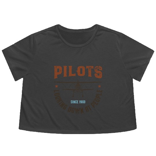 Pilots Looking Down at People Flowy Cropped Tees