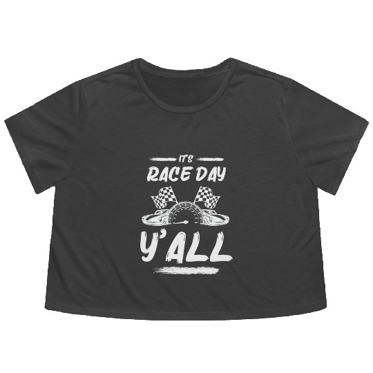 Race Day Car Raceday Trackday Fun Motosports Fan Flowy Cropped Tees