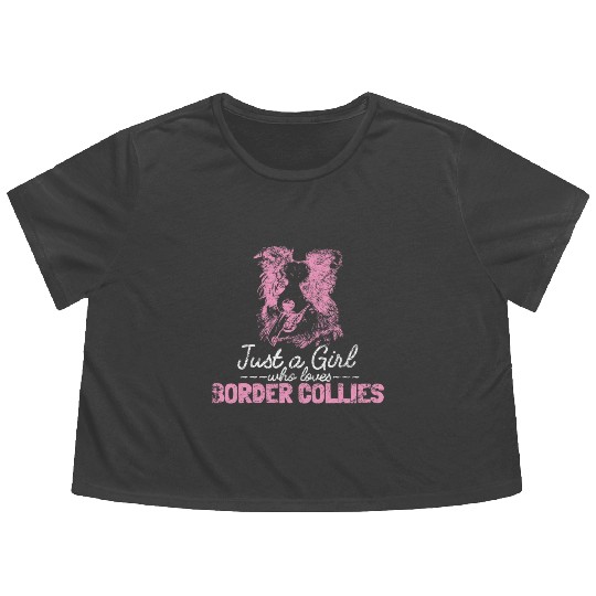 Unique Border Collie Design For Dog Lovers Flowy Cropped Tees