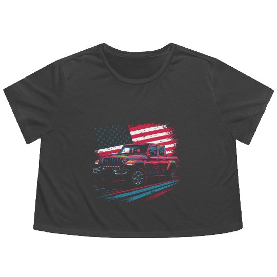 Jeep Gladiator JT US Flag Flowy Cropped Tees
