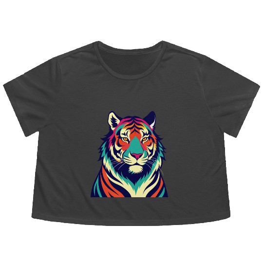 Tiger Intense Gazes Flowy Cropped Tees