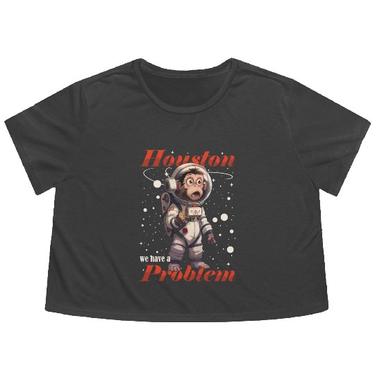 Houston we have a problem astronaut space monkey Flowy Cropped Tees