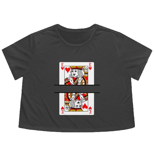 Playing card hearts king with banner space Flowy Cropped Tees