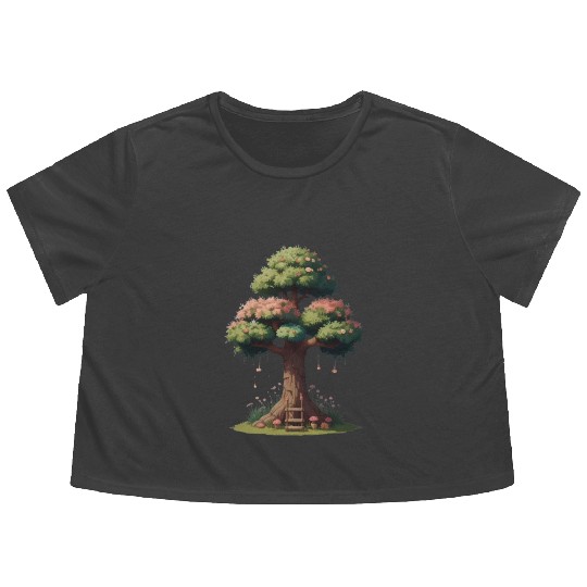 Colorful Tree Life is Really Good Tree Flowy Cropped Tees
