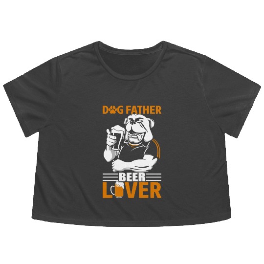 Dog father beer lover Flowy Cropped Tees