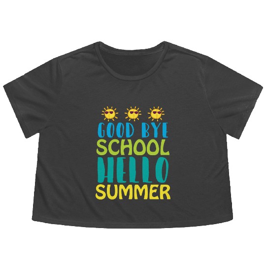 Good Bye School Hello Summer Flowy Cropped Tees