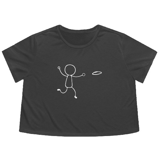 Funny Disc Golf stick figure disc golfer Flowy Cropped Tees