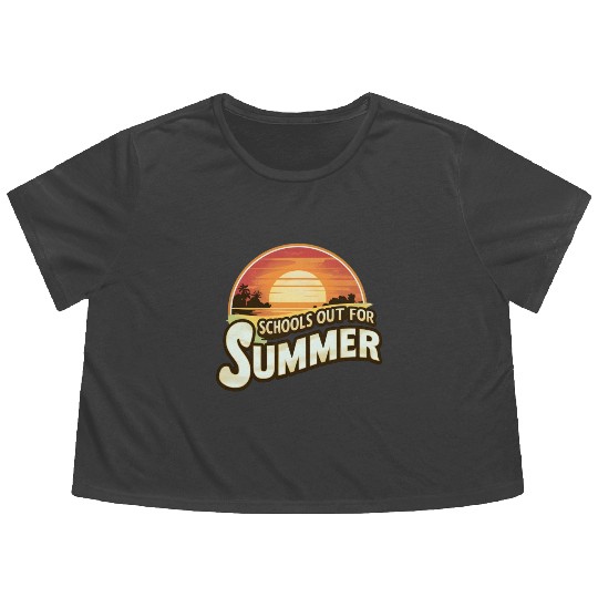 Retro Schools Out For Summer Last Day Of School Flowy Cropped Tees