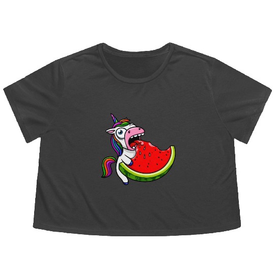 Unicorn Melon Sweet Comic Crazy Funny Quirky Flowy Cropped Tees