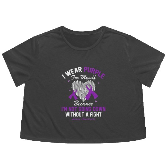 I Wear Purple For Myself Lupus Awareness Heart Flowy Cropped Tees