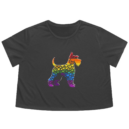Miniature Schnauzer Rainbow LGBT Gay Pride Lesbian Flowy Cropped Tees