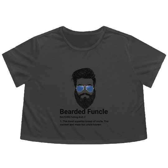 Mens Bearded Funcle Funny Uncle Definition Flowy Cropped Tees