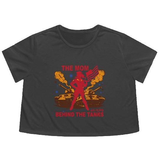 Mother’s Day Military Tank Guard Mom 4th July Flowy Cropped Tees