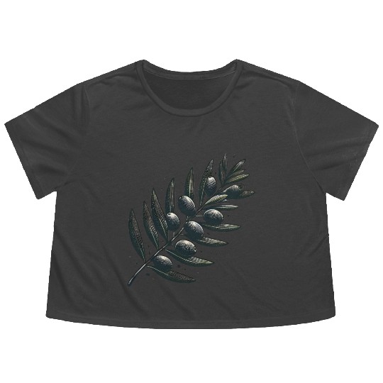 An olive Branch Flowy Cropped Tees