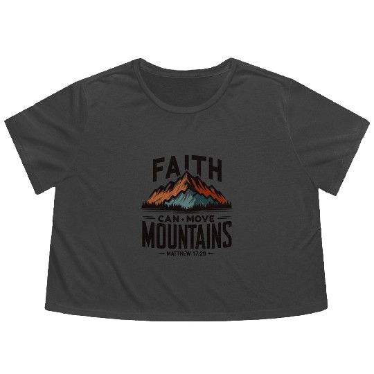 Faith Can Move Mountains Matthew 17:20 Retro Flowy Cropped Tees