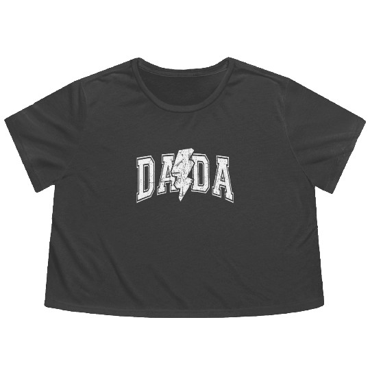 Dada Lightning Bolt Checkered Father's Day Flowy Cropped Tees