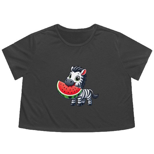 Zebra melon watermelon fruit fruity Flowy Cropped Tees