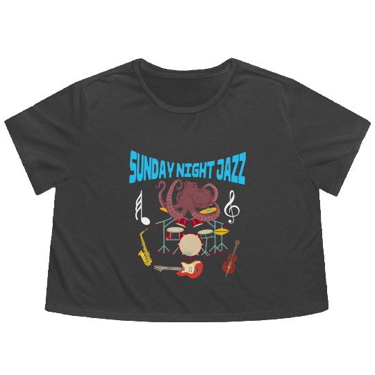 Funny Octopus Sunday Night Jazz Flowy Cropped Tees